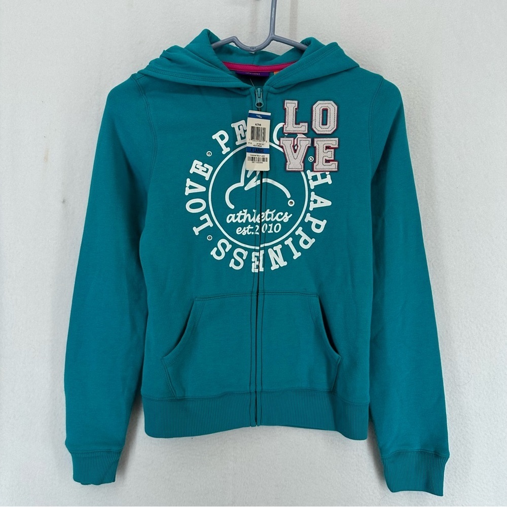 NWT So Jenni Zip Up Hoodie Love Design Girls XL Blue